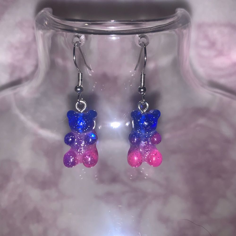 Ombré Blue/Purple/Pink Gummy Bear Earrings